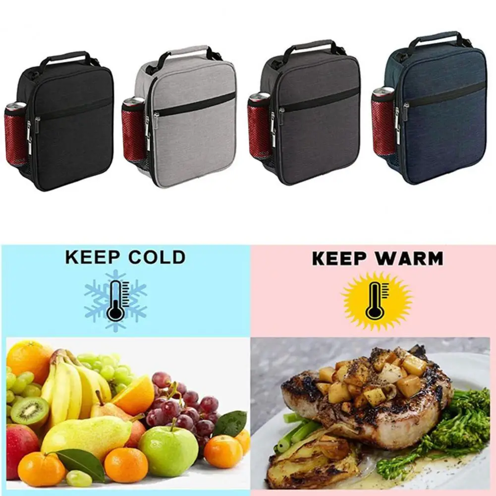 Thermal Lunch Bag Portable Insulated Box for Kids Adults Reusable Freezable Cooler Tote with Front Pocket Durable School