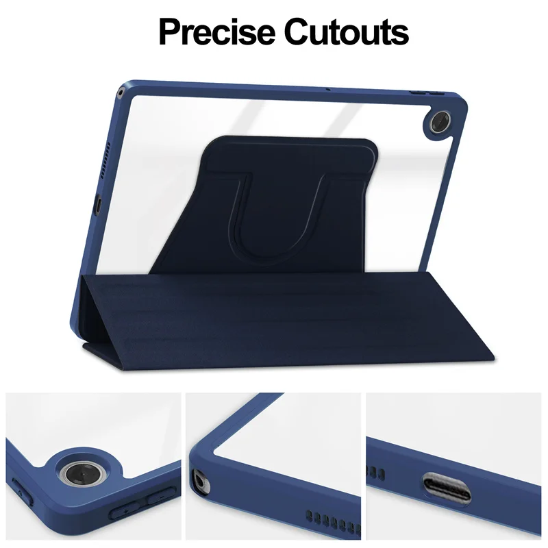 لينوفو تاب 10 1 2025 TB311FU 10.1 بوصة حافظة 360 دوران واضح الظهر لينوفو تاب TB311FU غطاء لوحي مع حامل قلم رصاص #3