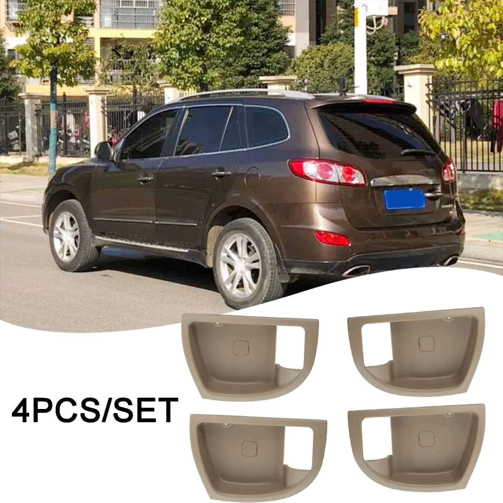 Beige Interior Door Handle Bezel Trim Cover 4Pcs Front Rear Left Right For Hyundai Santa Fe 2007 2008 2009 2010 2011 2012