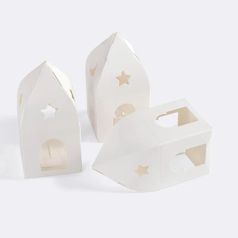 10pcs Ramadan Candy Gift Box Hollow Star Moon Eid Mubarak Cookie Gift Packaging Box Islamic Muslim Festival Party Gifts Supplies