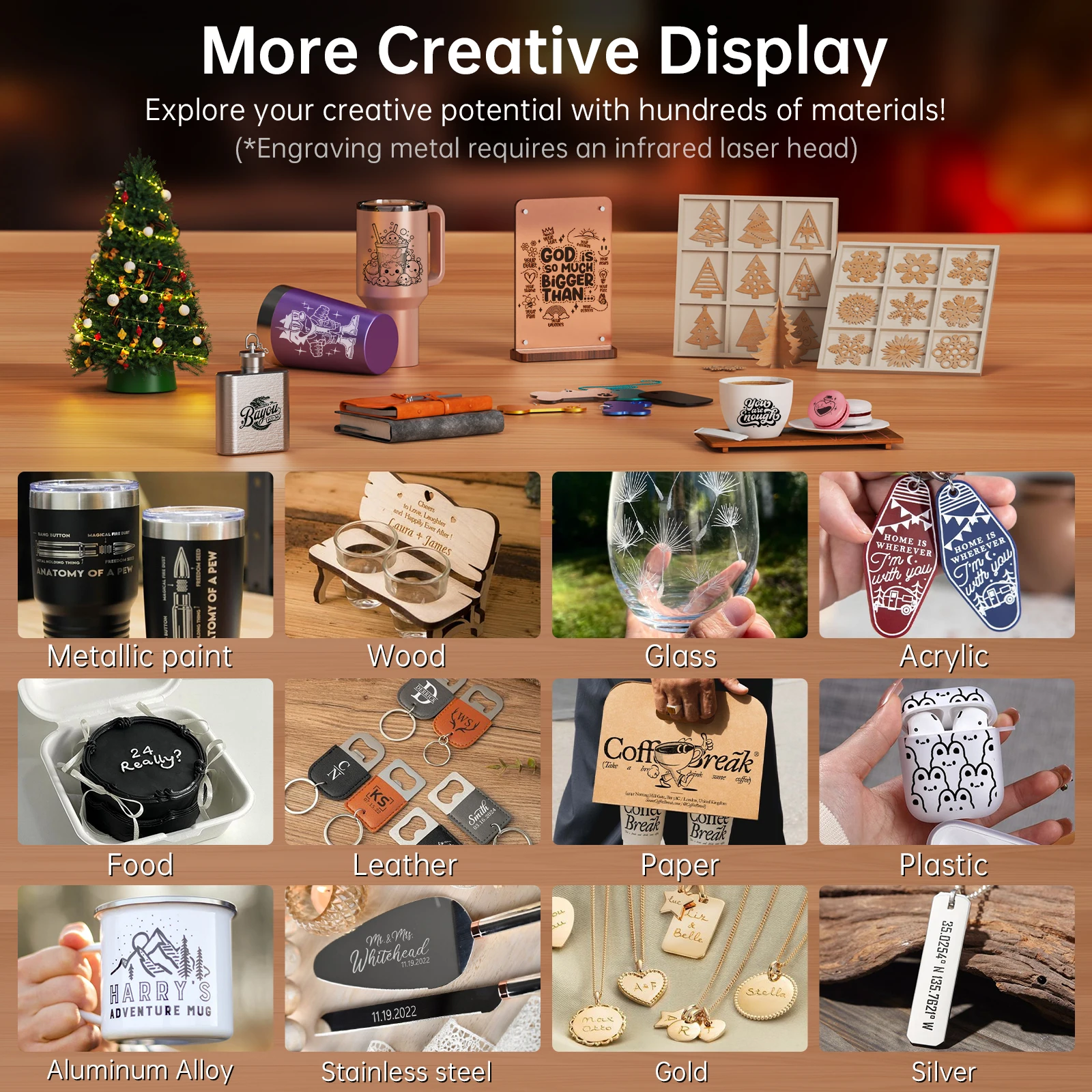 DAJA DJ6 Pro آلة النقش بالليزر المحمولة الصغيرة عالية الطاقة باستخدام الحاسب الآلي قطع آلة الحفر للمعادن الخشب الاكريليك الجلود الزجاج البلاستيك