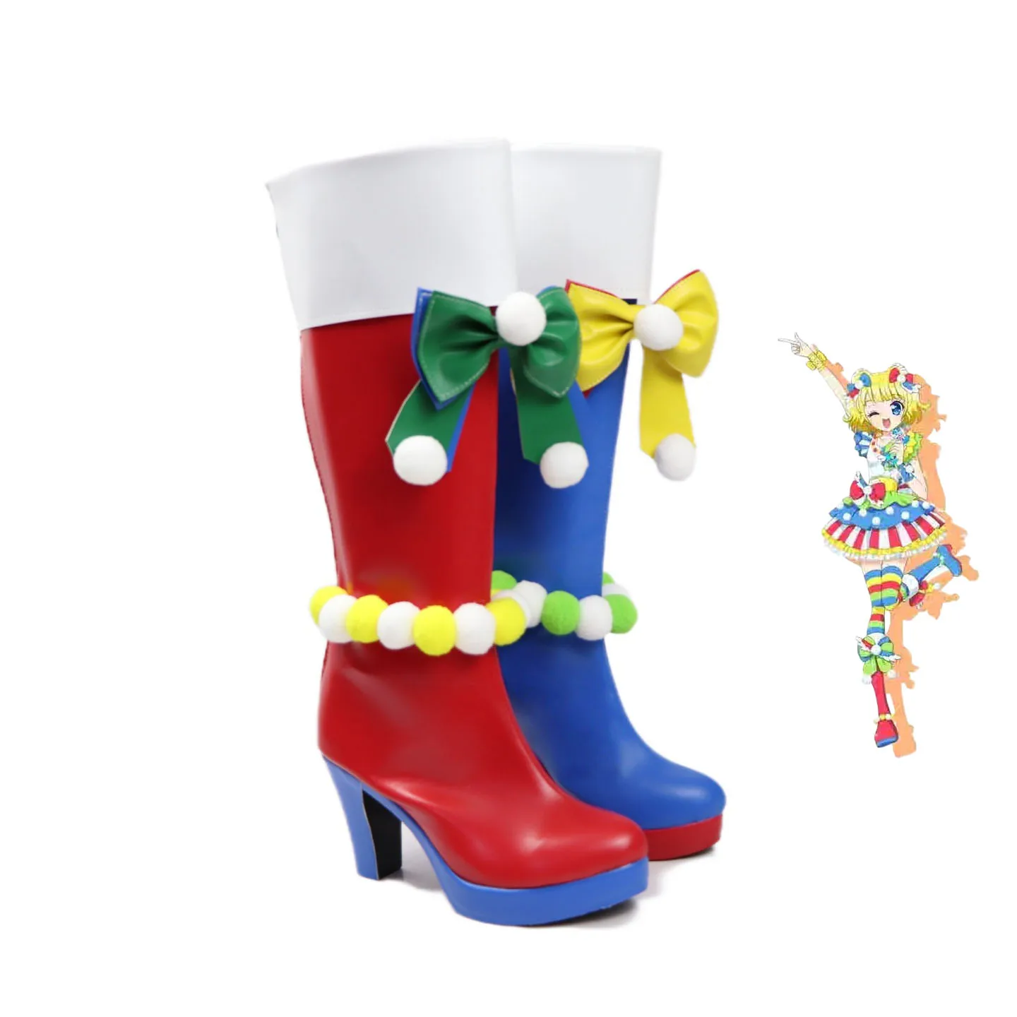 미레이 미나미 코스프레 신발 로리타 컬러풀 부츠 애니메이션 프리파라 신발 할로윈 파티 여성 소녀용
