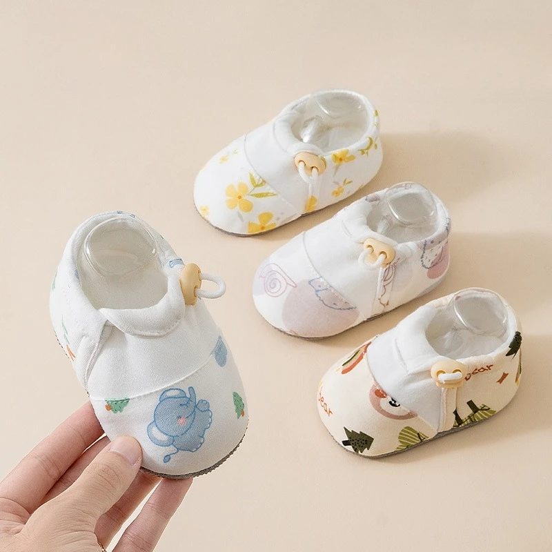 

Cute Cartoon Newborn First Walk Shoes Toddler Boys Girls Non-slip Crib First Walkers Winter Warm Baby Soft Cotton Slipper 0-2Y