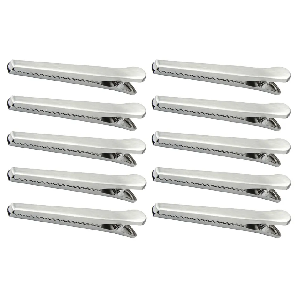 

10Pcs Multipurpose Food Sealing Clips Stainless Steel Alligator Clamps for Plastic Paper Bags Reusable Storage Organizer Clamp