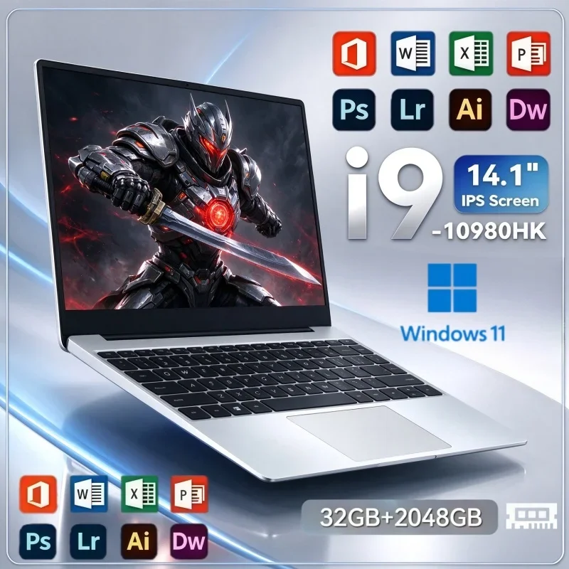 14.1 Inch Notebook 2026 Hot Model Intel Core I9-10980HK 32GB Ram 2TB Ssd Windows 11 For Daily Office And Gaming Life