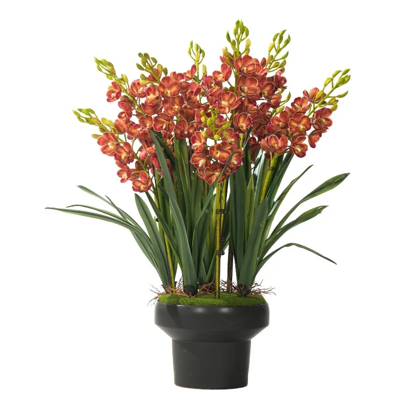 

Premium Large Pot Feel Simulation Cymbidium Floral Potted Ornaments