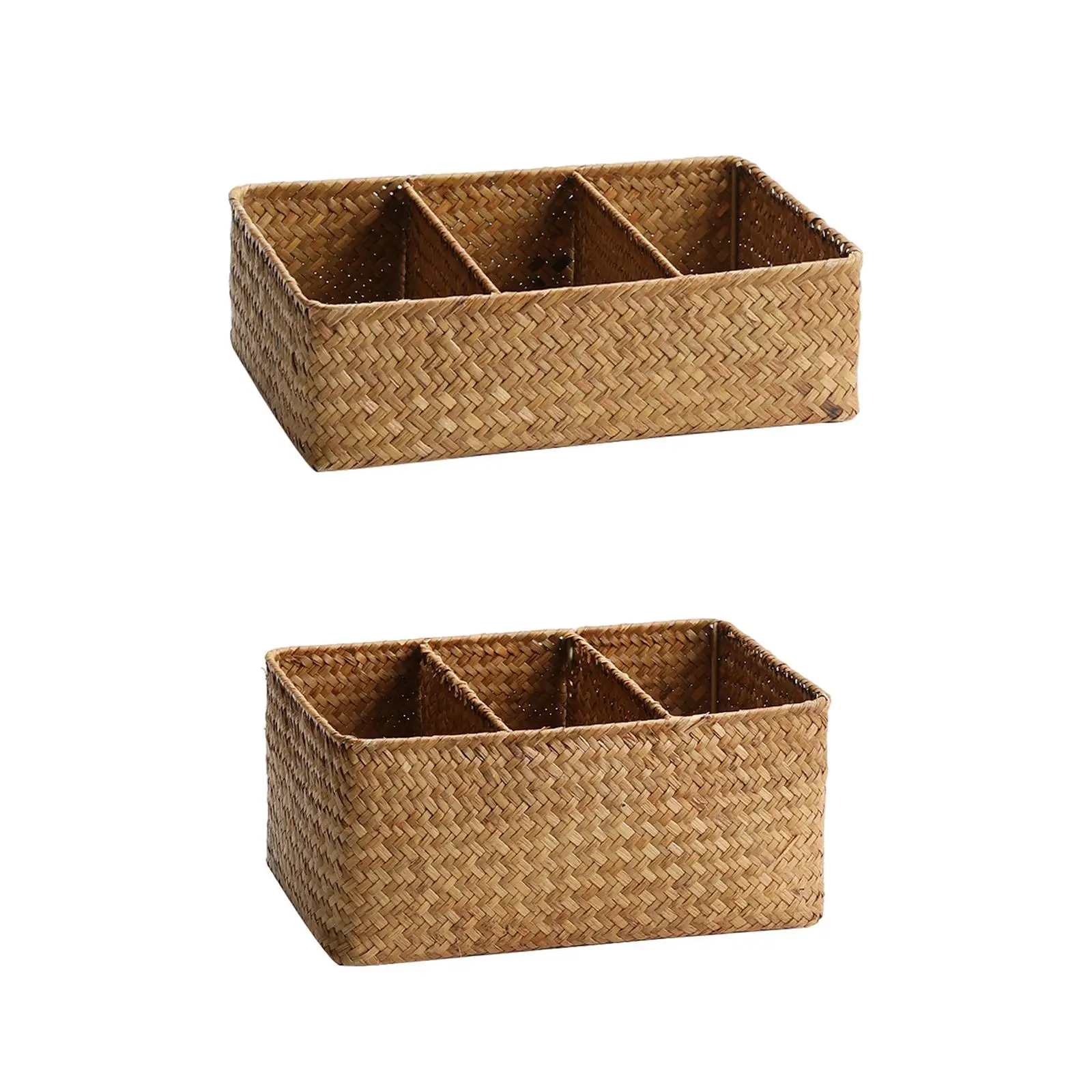 Wicker Storage Basket Handwoven Fruit Storage Laundry Basket Desk Organizer for Living Room Organizing Home Countertop Shelf