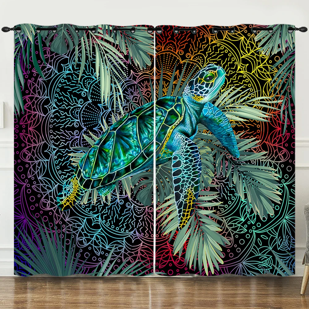 

Sea Turtle Curtain 3D Print Window Drapes Ocean Marine Themed Window Curtain for Bedroom Living Room Decor Underwater