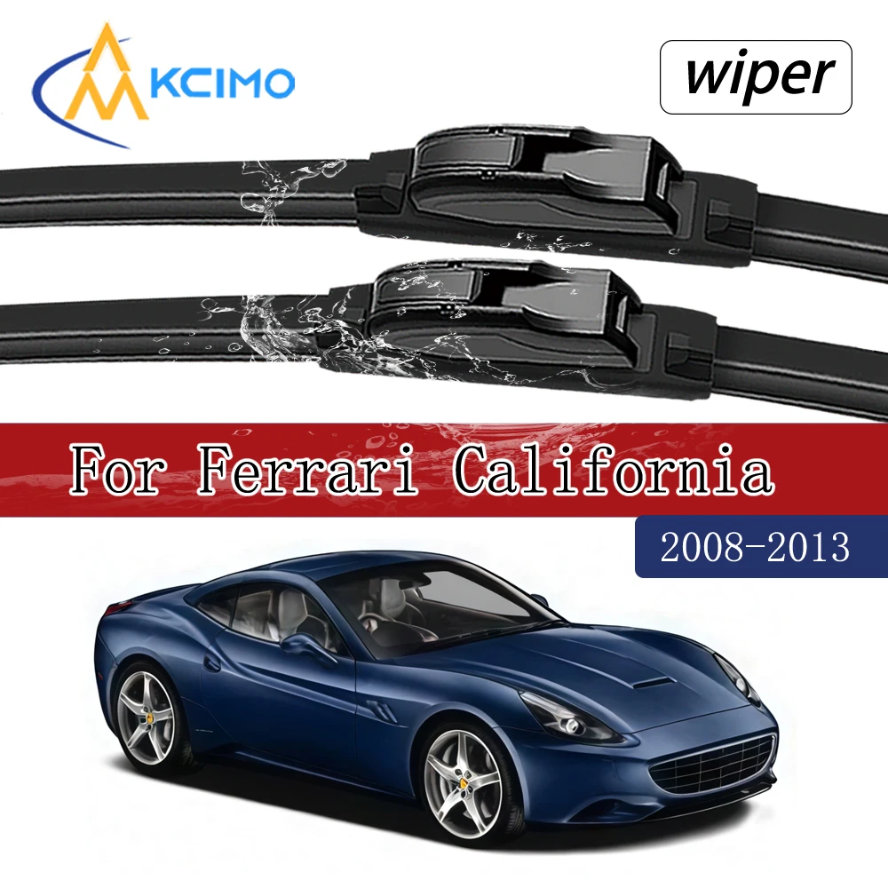 Driver + Passenger Front Windshield Wiper Blades For Ferrari California F149 2008-2013 All-Weather Perfect Fit Set Easy Install