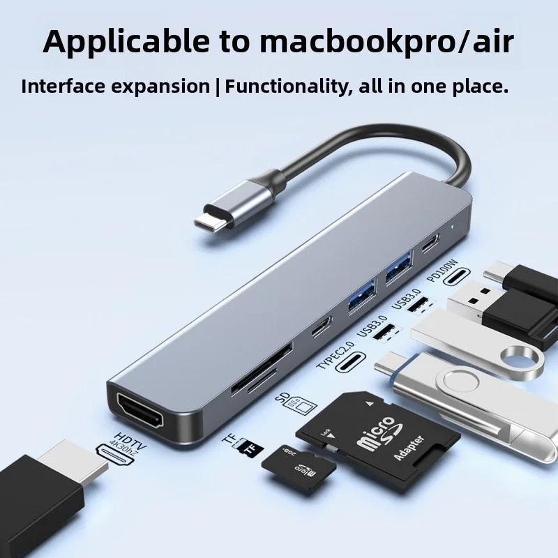 7 in1 USB C HUB 3.0 Type C Splitter 4K Docking Station Laptop Adapter PD SD TF For Macbook Air M1 iPad Pro HDMI-Compatible