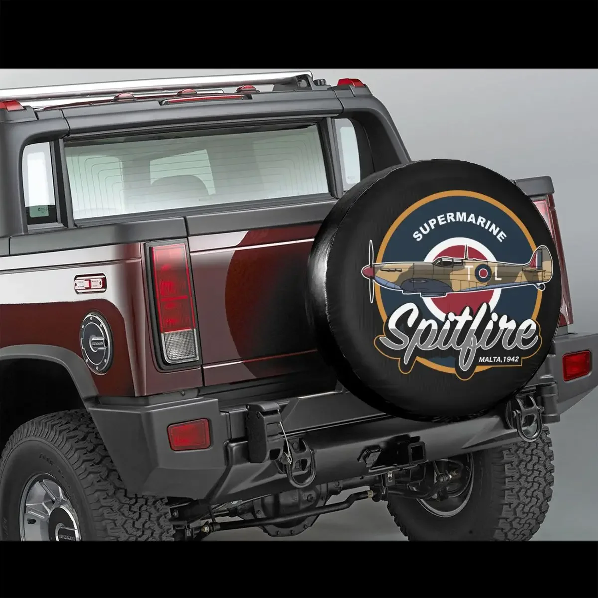 Supermarine Spitfire Malta Spare Tire Cover for Jeep Grand Cherokee Trailer RV SUV Truck Camper Travel Plane War Pilot Aircraft