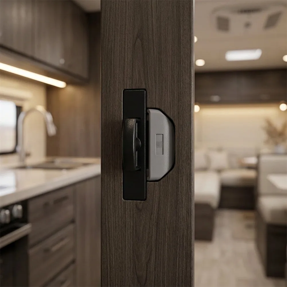 For RV Drawer Handle with Push Lock Latch Mechanism for Yacht Boat Cupboard Storage ABS Zinc Alloy Construction Compact Fit