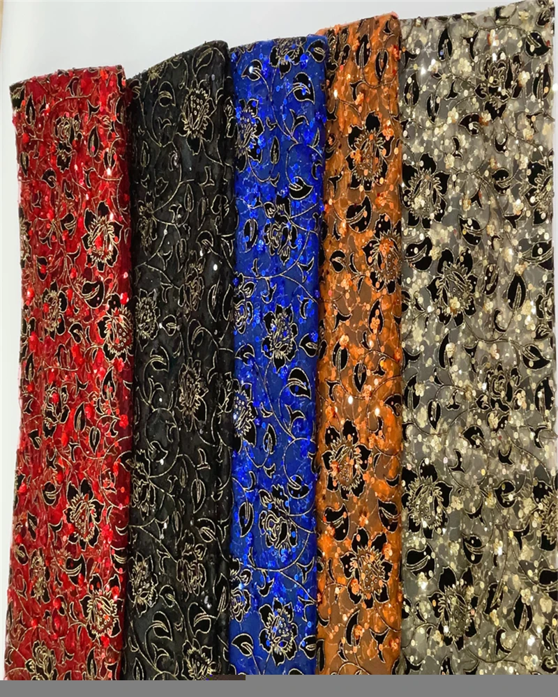 Hoge kwaliteit Afrikaanse netto kant met pailletten 5 yards Nigeriaanse Franse tule stof voor trouwjurken en speciale gelegenheden