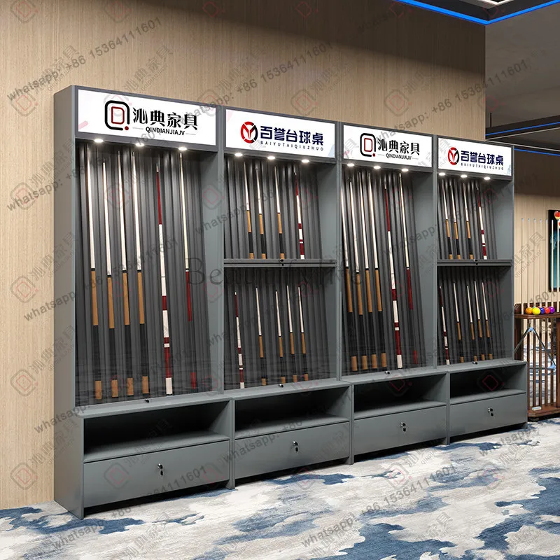Billiard cue display cabinet billiard hall member small head storage pole cabinet storage display rack