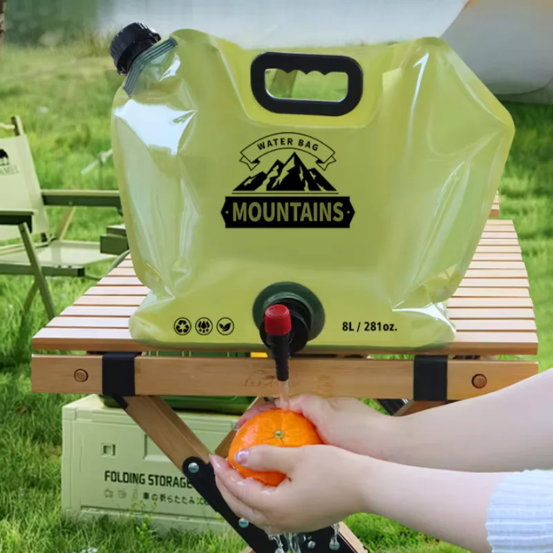 8L Collapsible Water Storage Bag, Thickened Portable Soft Water Container, Leakproof Foldable Drinking Water Pouch for Camping H