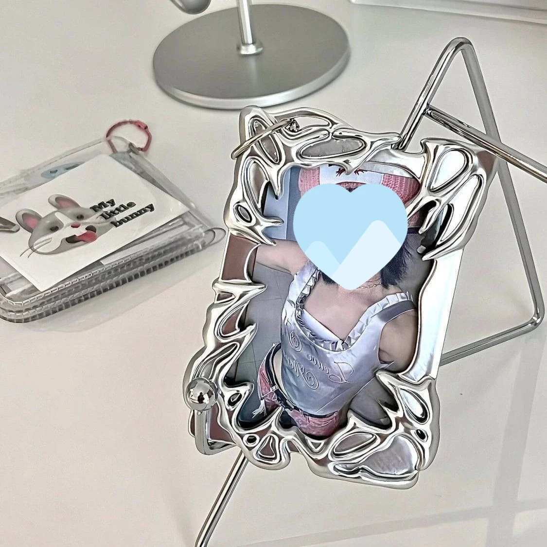 Y2K Mirror Electroplating Photocard Frame, Irregular Kpop Idol Card Holder