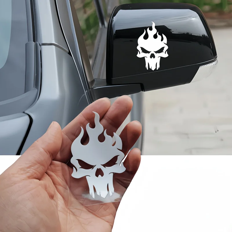 

Flame Skull Vinyl Sticker Set, Waterproof Gothic Decal, Multi-scene Decor for Car Interior, Laptop