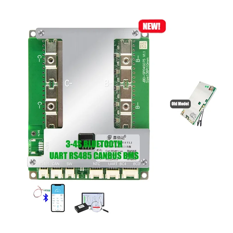 JBD Lifepo4 BMS 4S 12V 3S BMS inteligente Li-ion 50A 100A 150A 200A BT BMS RS485 puede con conexión de serie para batería de iones de litio