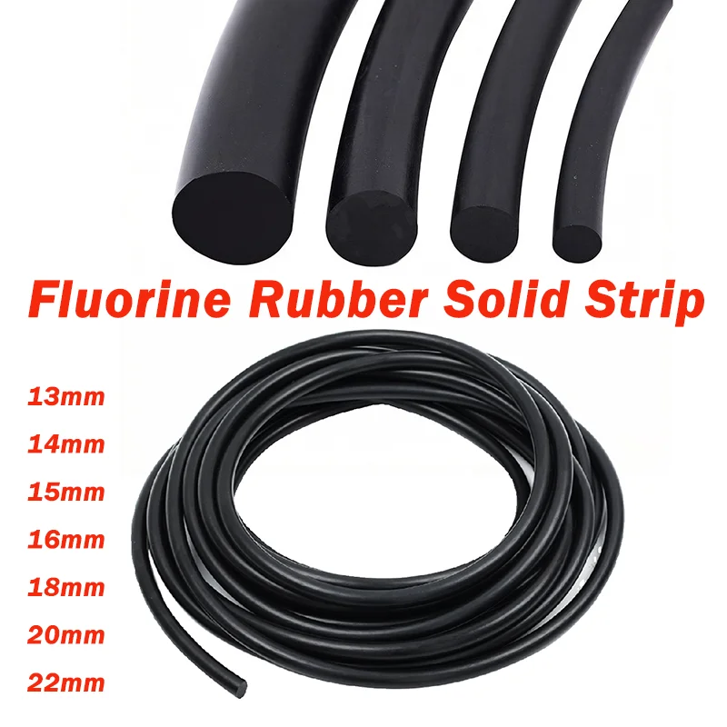 

1 Metre Black Fluorine Rubber Solid Strip Diameter 13/14/15/16/18/20/22mm Round Sealing Strip FKM O-Ring Bar Seal