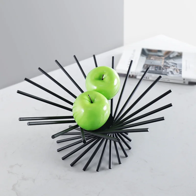 Metal Lines Spread The Fruit Bowl Fruit Tray Desktop Storage Container Geometric Hollow Intersect Disc Home Decoration