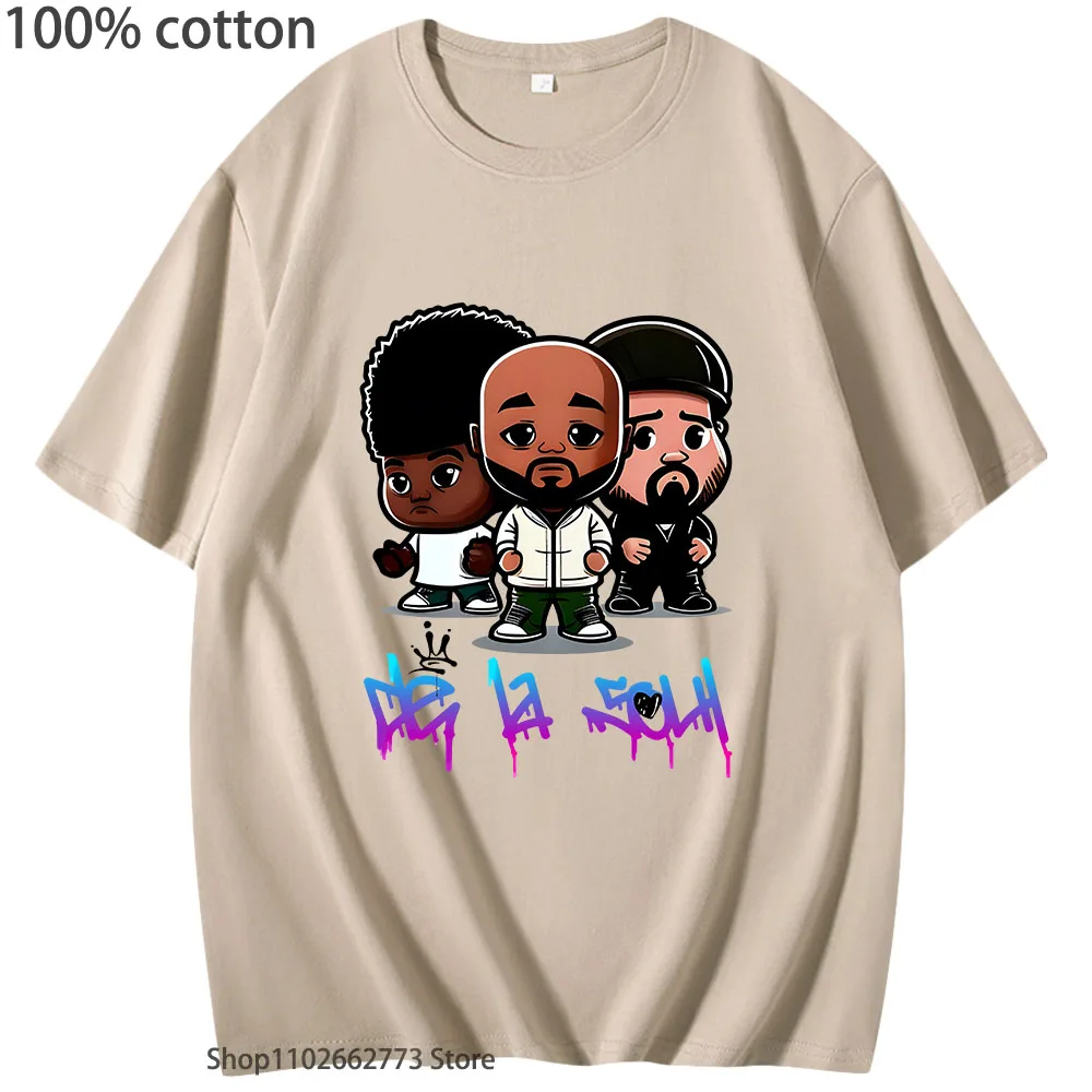 De La Soul Chibi201 T-shirts Hip Hop Genius Shirt Women Fashion Clothes Manga/comic Tshirt 100% Cotton Men Clothing Soft Casual