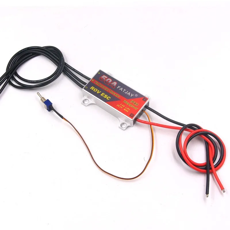 FATJAY RC Hobby propulsor submarino 50A ESC 2-6S sin escobillas impermeable 7-24V controlador electrónico de velocidad para barcos RC ROV