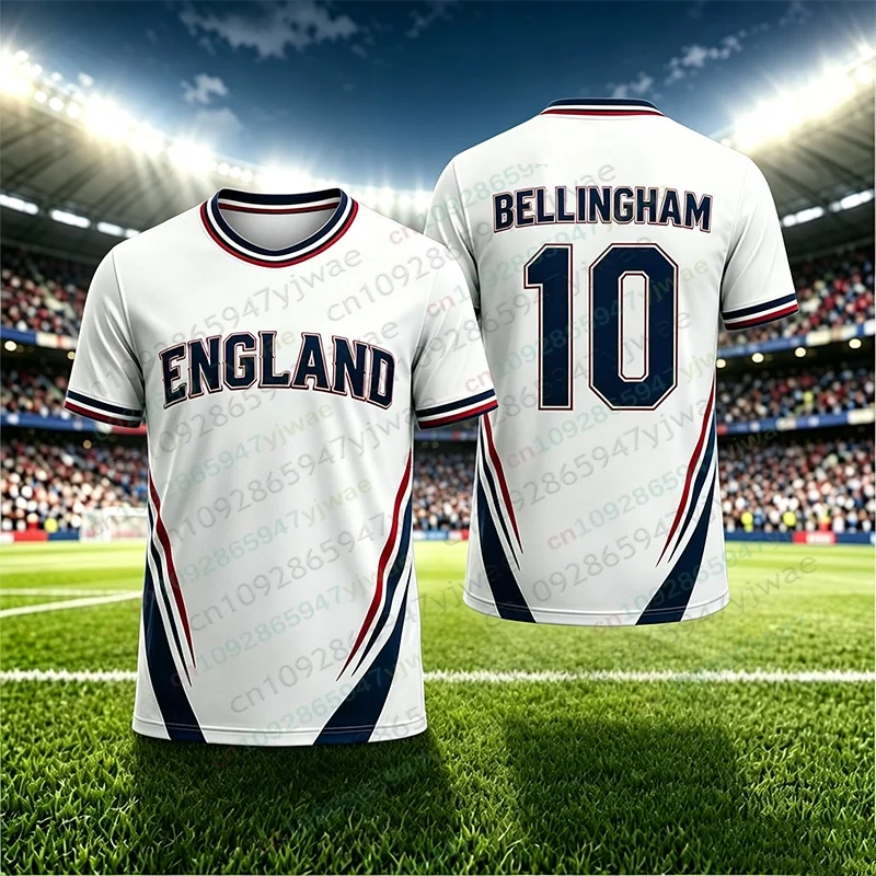 2026 Summer England Print Soccer Jersey NO.10 Bellingham Men Women Quick Dry Sport Tee Soccer Fans Training Parent-child T-shirt