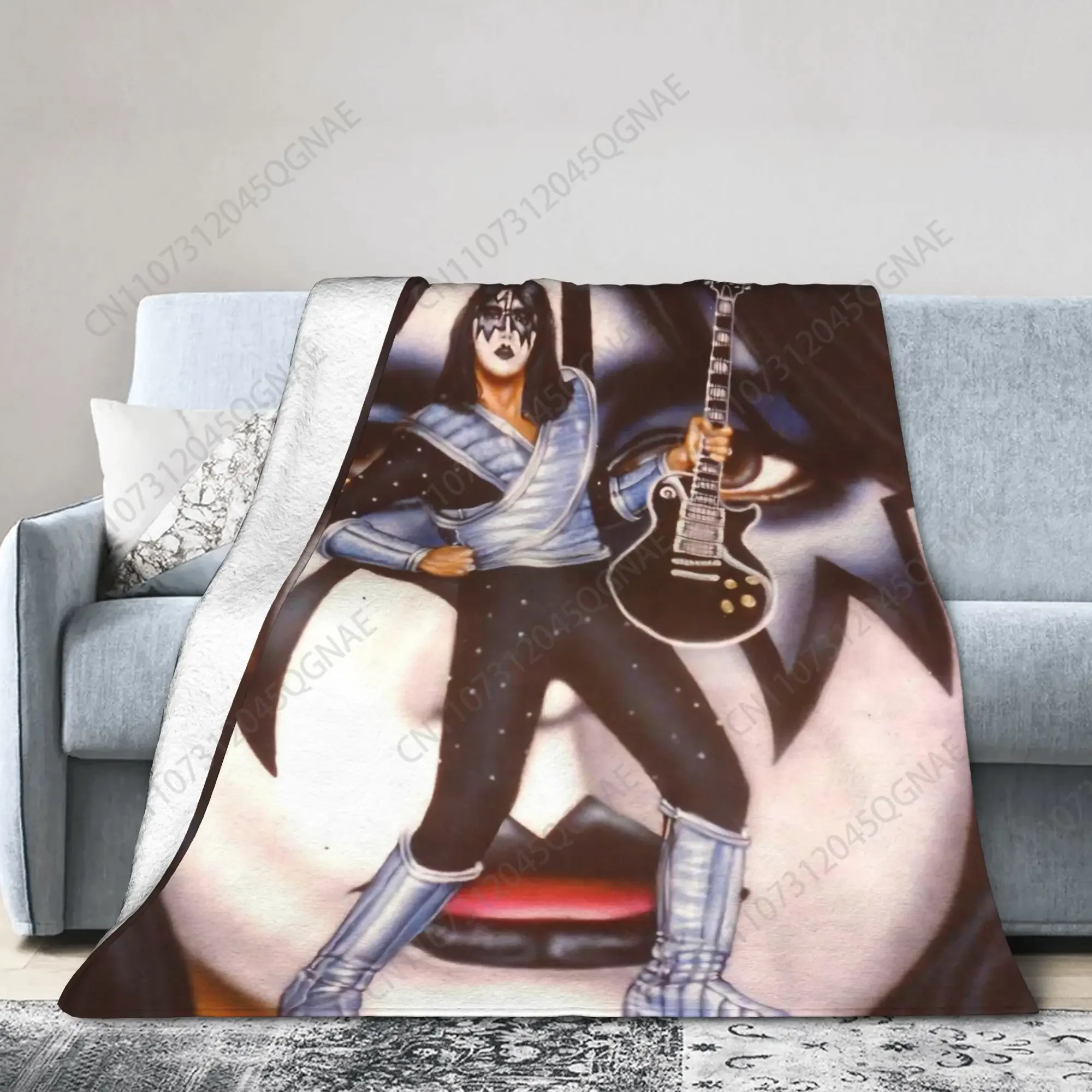 Custom Ace Frehley The Spaceman 1951-2025 Blanket Flannel Kiss Band Comfortable Super Soft Throw Blanket For Home Rug Piece