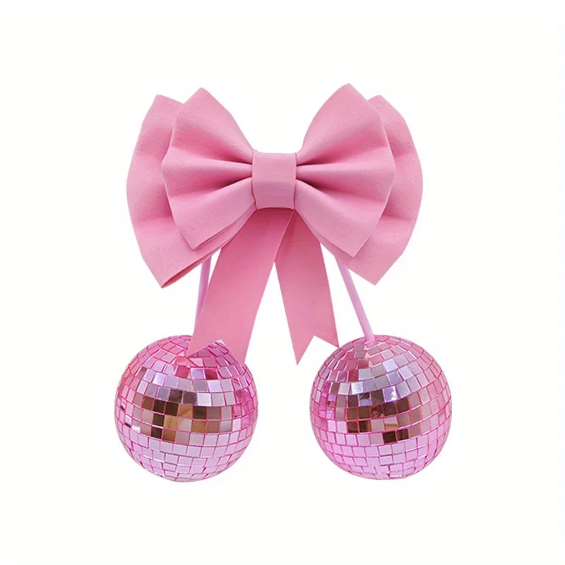 

1pc Bow Cherry Disco Ball - Hanging Party Decor in Pink Blue Red, Cute Gift & Home Decoration