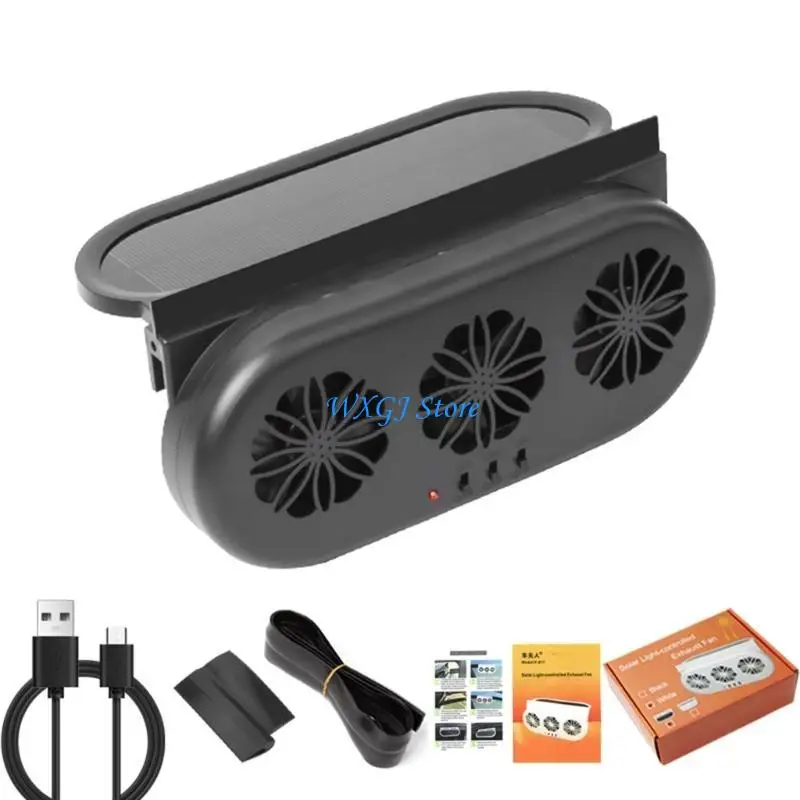 37JE 3 Solar Power Car SUV Cool Fan Coolers Window Air Vent Exhaust Ventilation 5000RPM Car Window Air Vent Coolers