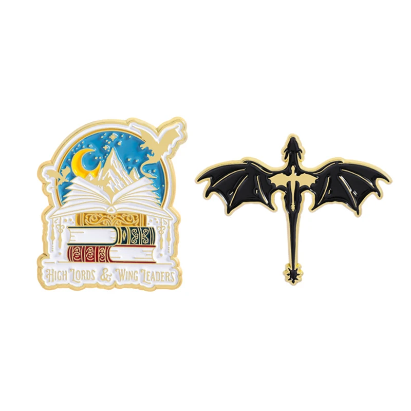 Fantasy Fourth Wing Enamel Pins Cartoon Anime Black Dragon Novel Book Brooch Lapel Badge Fashion Jewelry Gifts for Friends