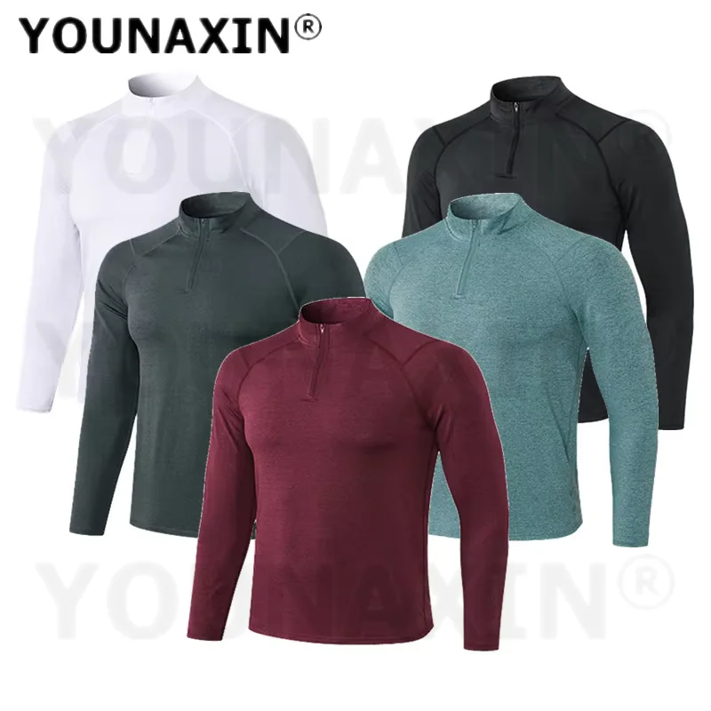 

Men's Stand-up Collar Zipper T-shirt Training Suit Gym Running Sports Top Stretch Breathable Turtleneck Sweatshirt S M L XL 2XL