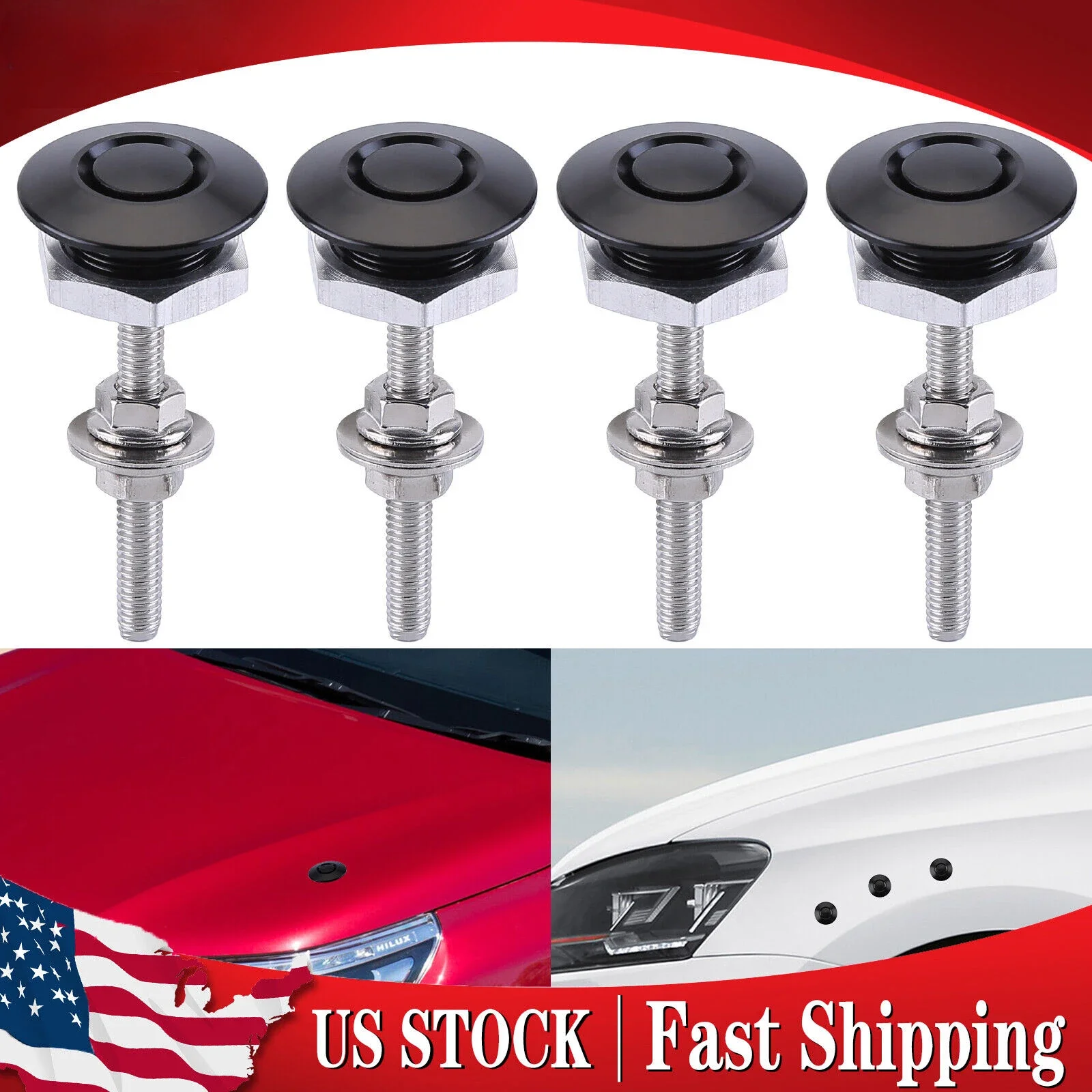 4Pcs Quick Release Latch Bumper Hood License Plate Lock Clip Universal for Racing Car Kit Automobiles, Parts & Accessories