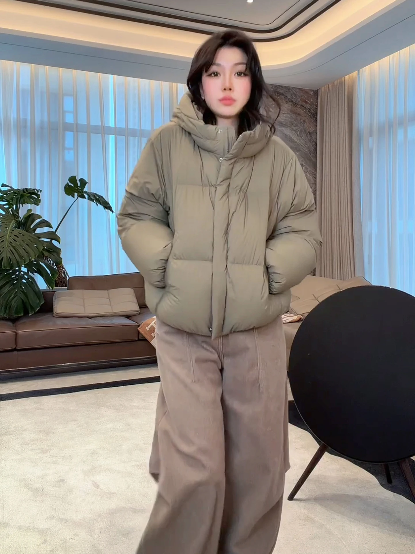 

Женское модное теплое пальто Fang Yang из белого гусиного пуха, водонепроницаемое, повседневное, свободного кроя, с длинными рукавами