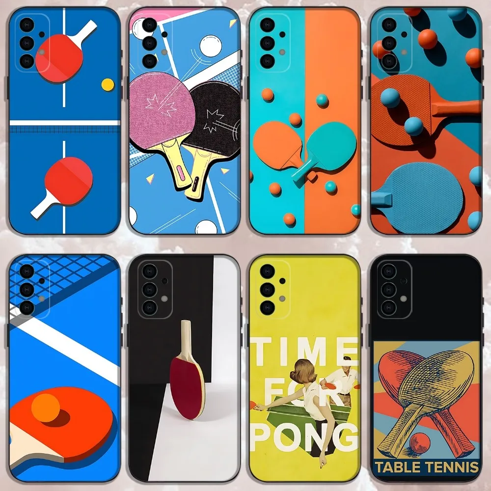 

Table Tennis Racket Ping Pong Phone Case For Samsung Galaxy A13,A21s,A22,A31,A32,A52,A53,A71,A80,Soft Black Shell