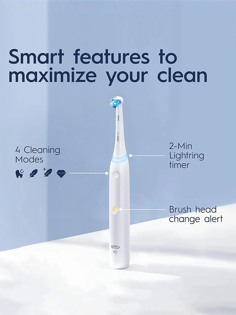 Oral B iO4 Electric Toothbrush Magnetic Tech 4 Modes Rechargeable Tooth Brush 2 Min Timers Smart Pressure Sensor Plaque Removal