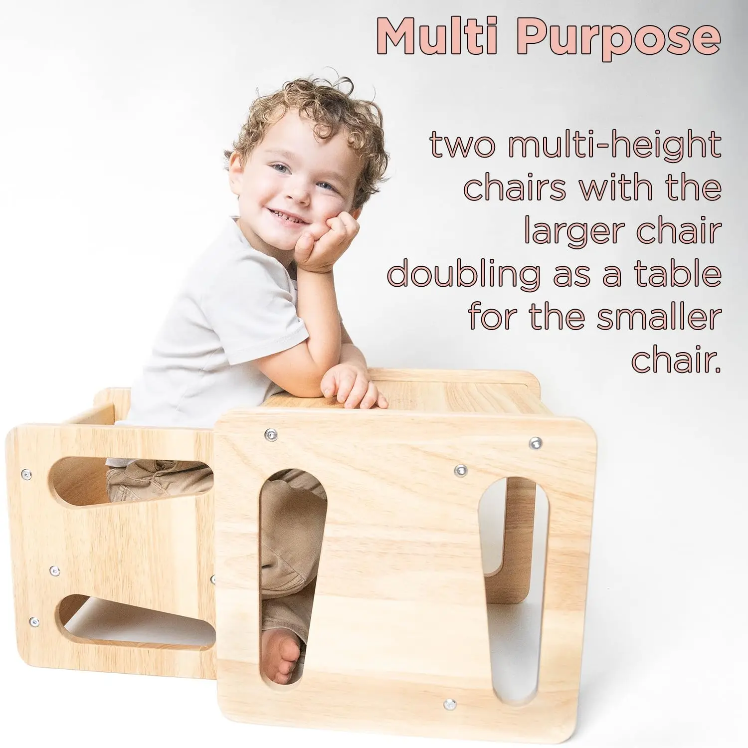 Weaning Table and Chair Set - Solid Wooded Toddler Table - Cube Chairs for Toddlers  Real Hardwood  Kids Montessori