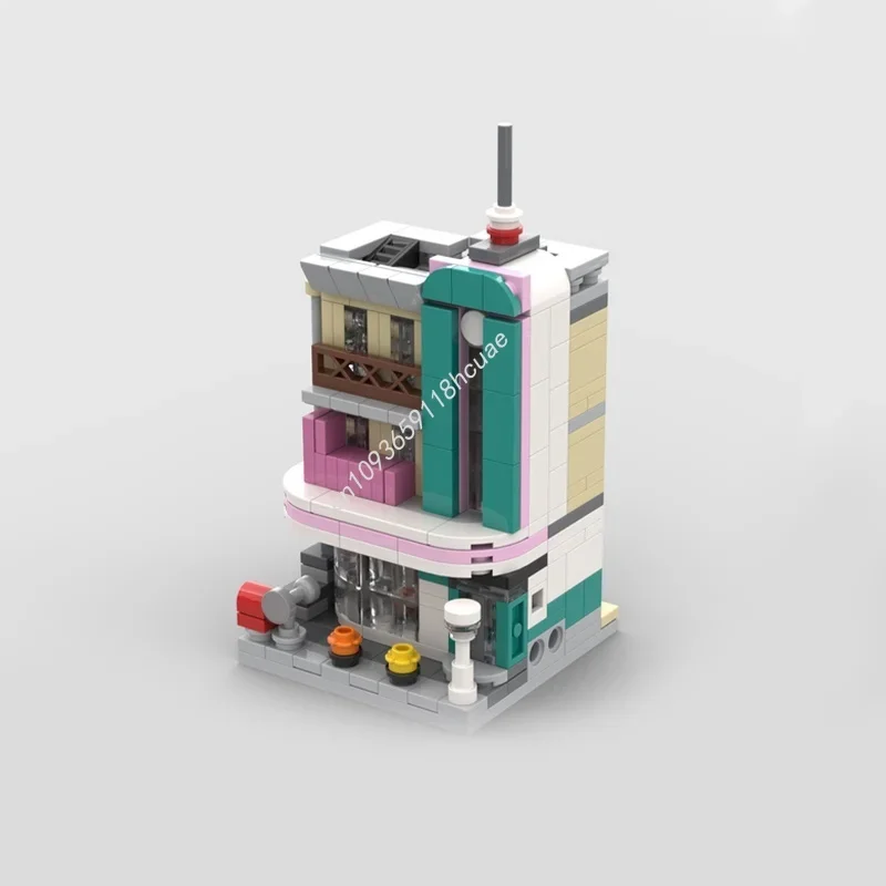 364pcs MOC Mini Modulaire Downtown Diner Minied Modelbouw Kerstcadeaus Blokken Architectuur DIY Speelgoed Creatief Idee Kinderen