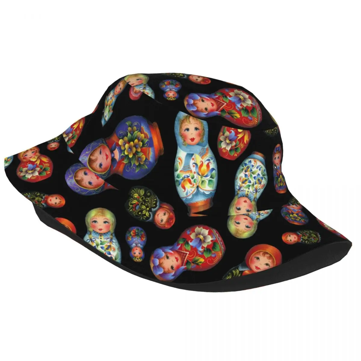 Russian Matryoshka Pattern Bucket Hat Fisherman Foldable Women Men Sunscreen Shade Cap