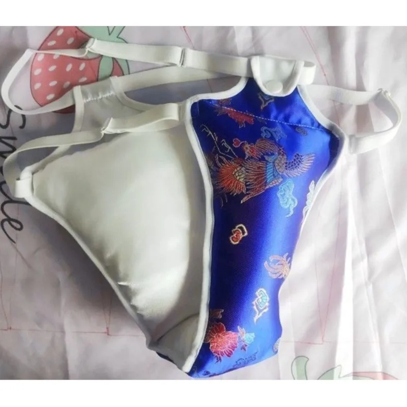 Men's Silk Thong Lace Trim T-briefs Cotton Blended Silky Touch Thick Cotton Pad Underwear Club Party Live Show Sexy Briefs