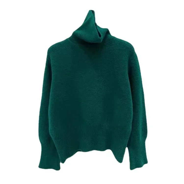 Pullover Langarm Roll kragen pullover solide Frauen Kleidung Pullover Strick pullover High Street lose 2024 Sommer leichte Dehnung