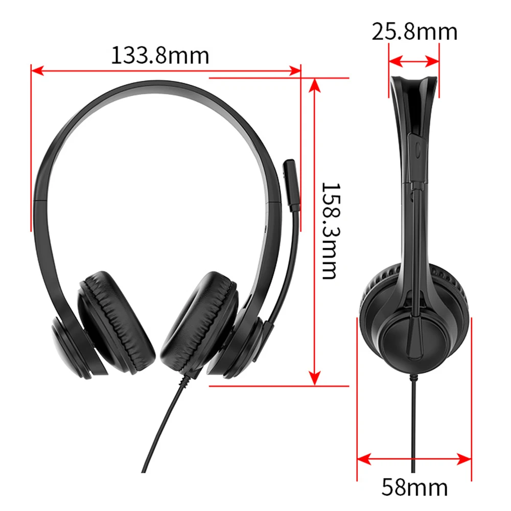 Auriculares USB/Tipo C/3,5 mm con micrófono para PC Auriculares de negocios con micrófono giratorio Cancelación de ruido para centro de llamadas