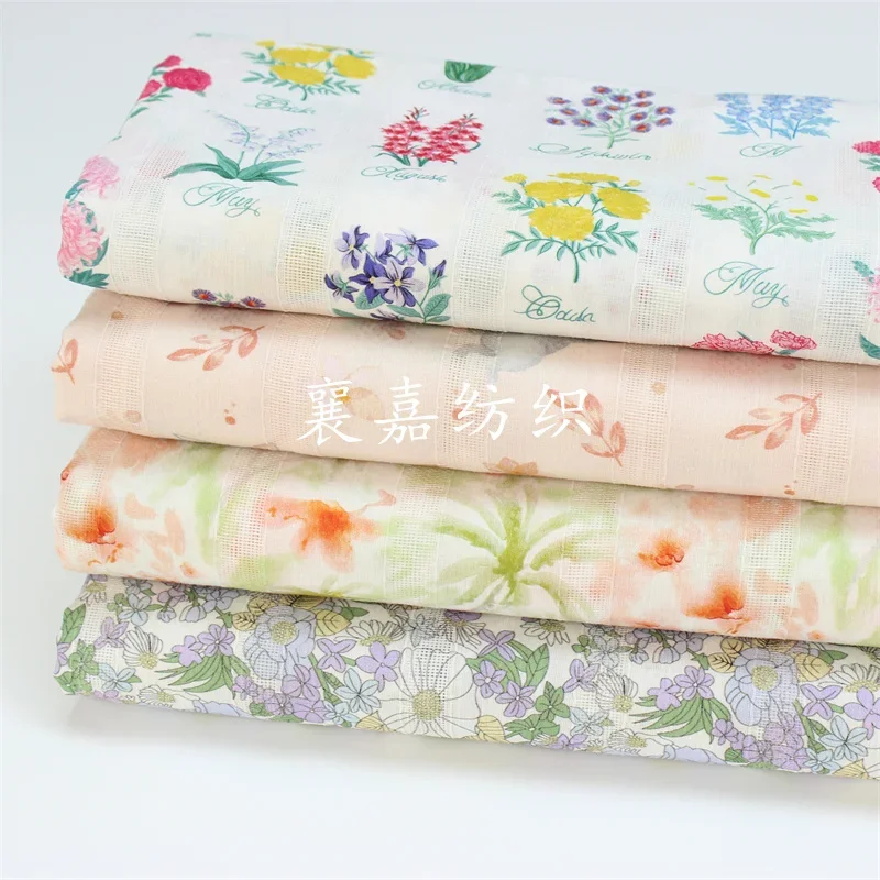 Cotton Jacquard Floral Sewing Fabric, Digital Reactive Printing, Women's Clothing Cloth, 145x50cm