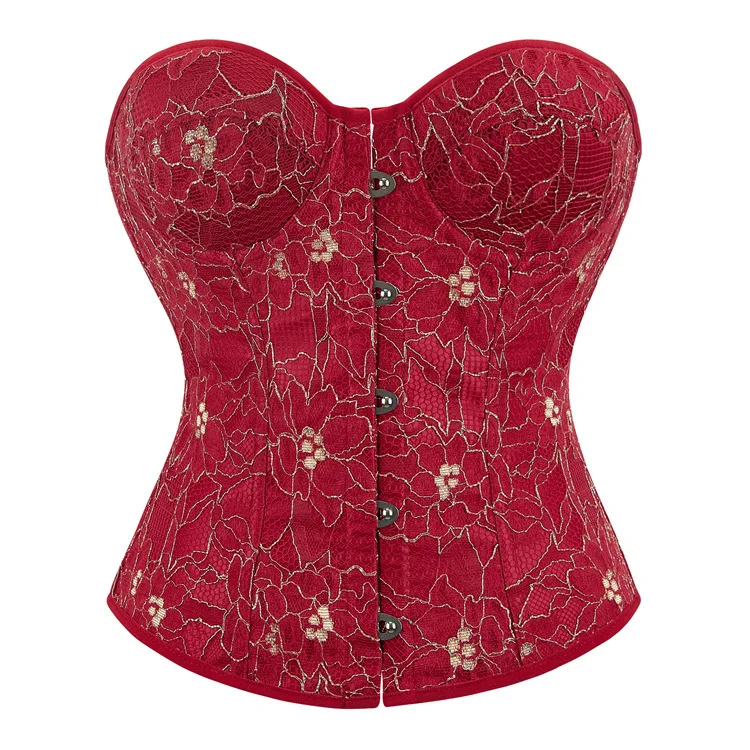 

Sexy Women Vintage Corset Top Waist Trainer with 12 Fish Boned Lace-up Design