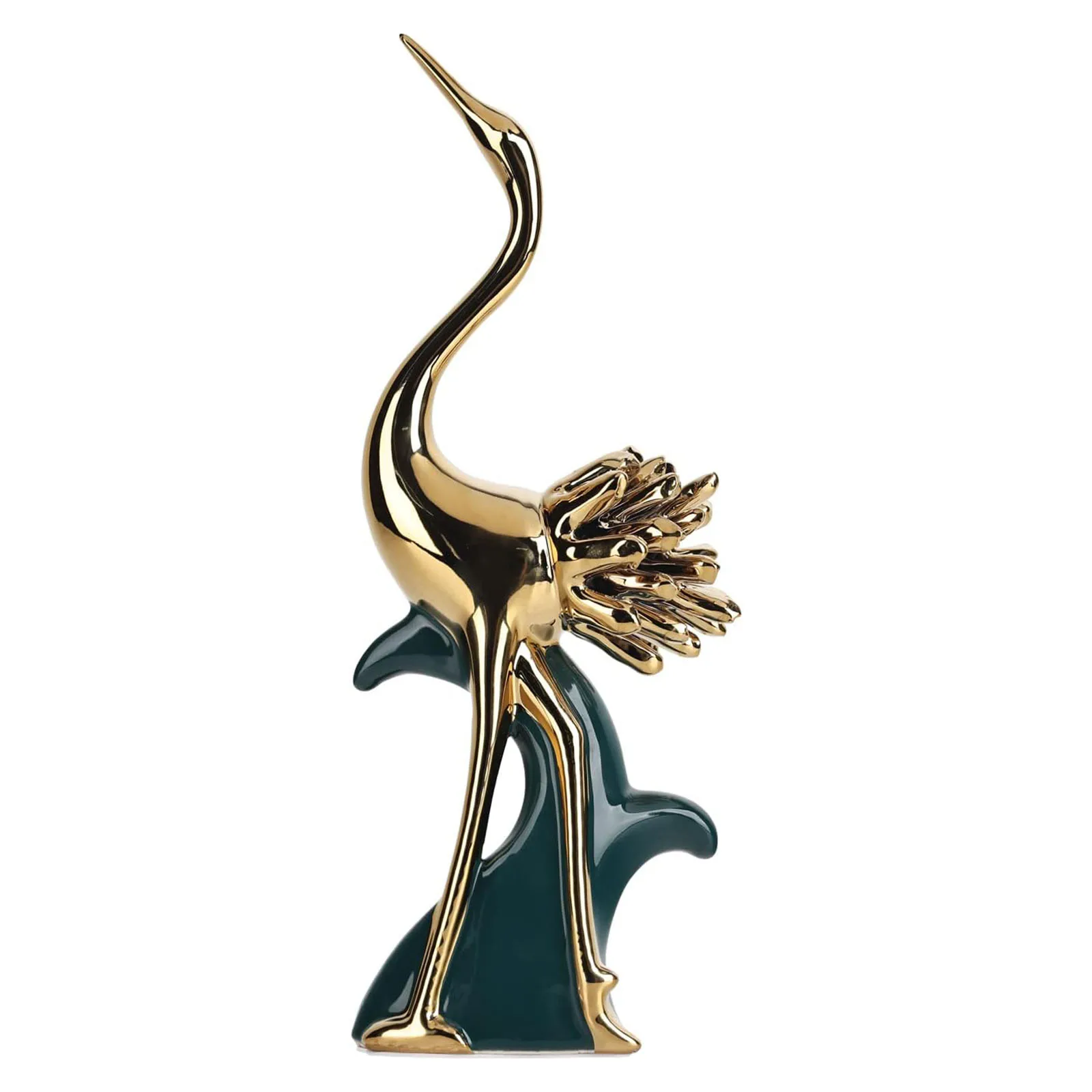 Flamingo Statue and Sculpture, Golden Teal Bird Statue Gold Home Decor Statue for Coffee Table, Office, Home Living Room Decor