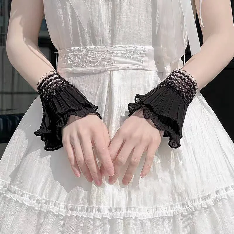 

Hand Sleeve Skin-Friendly Steampunk Lolita Sleeve Wrist Cuffs Comfortable Lolita Short Gloves For Colonial Costume Historical