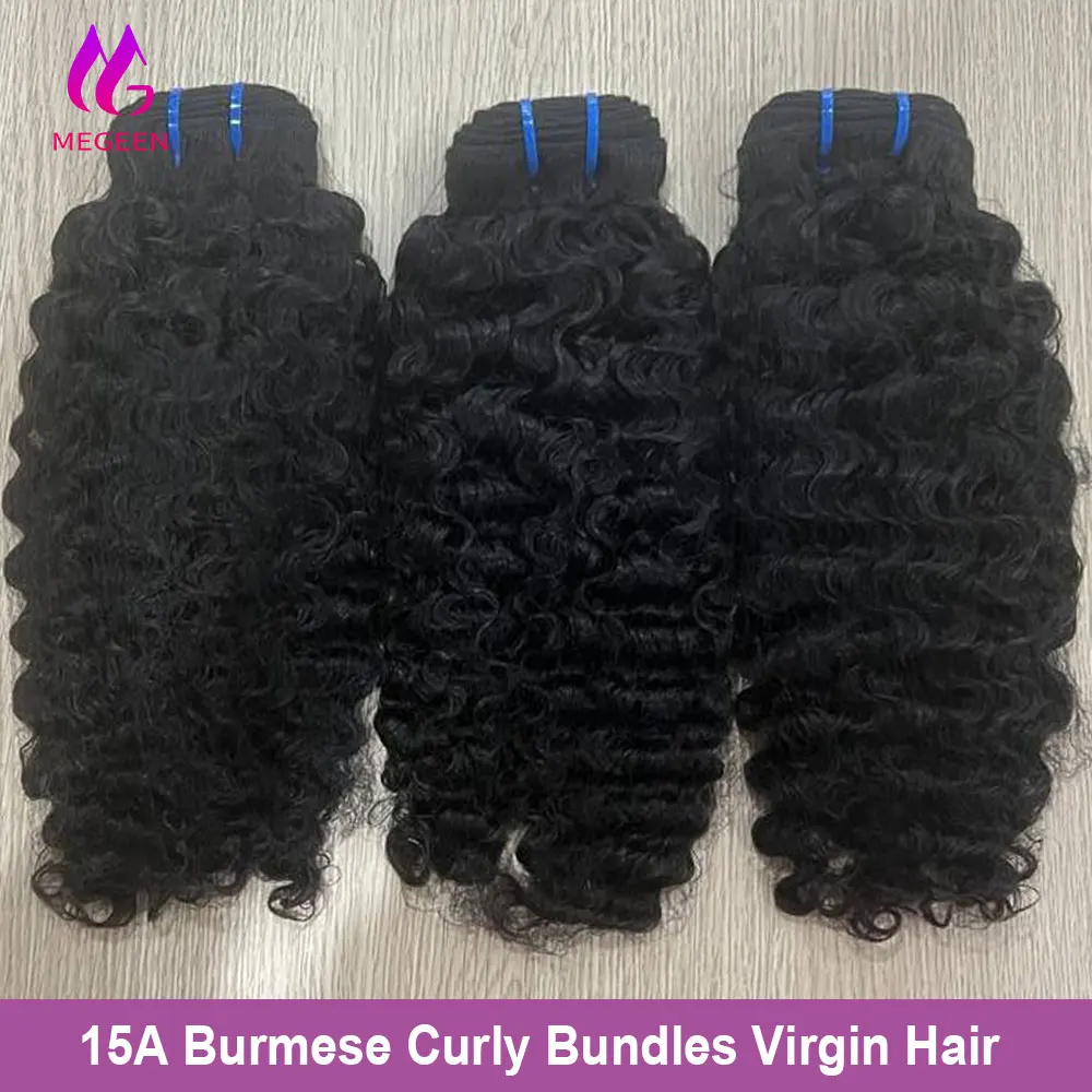 خصلات شعر بشري مجعد بورمي غير معالج ، وصلات شعر مموج ، أسود طبيعي ، 1B عذراء ، 15A ، 1 ، 3 ، 4 ، 12-32 في