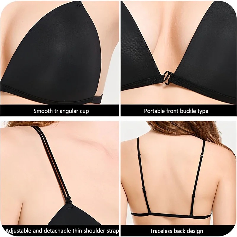 1Pcs Ultra-Thin Seamless Sexy Bra Beauty Back Bra Front Buckle Underwear For Women French Bra Small Chest Triangle Cup Brassiere