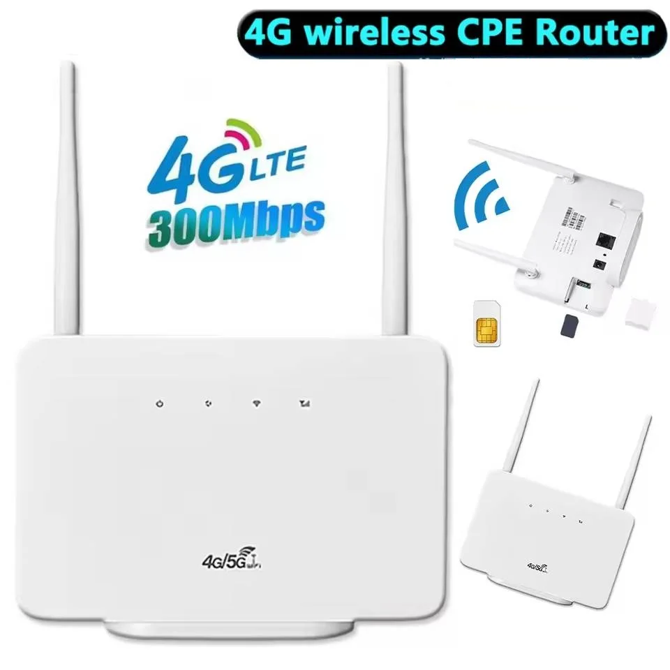 

4G LTE CPE Router 300Mbps Wireless WiFi Router Modem 2 External Antenna WiFi Hotspot with SIM Card Slot EU Plug for Home Office