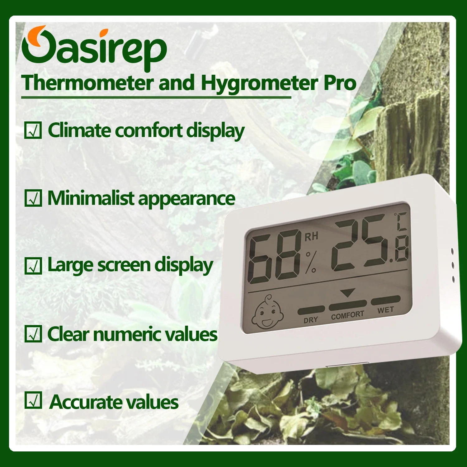 Switchable °C/°F Reptile Tank Accessories Bearded Dragon Tank Thermometer Humidity Gauge for Leopard Gecko, Jumping Spider
